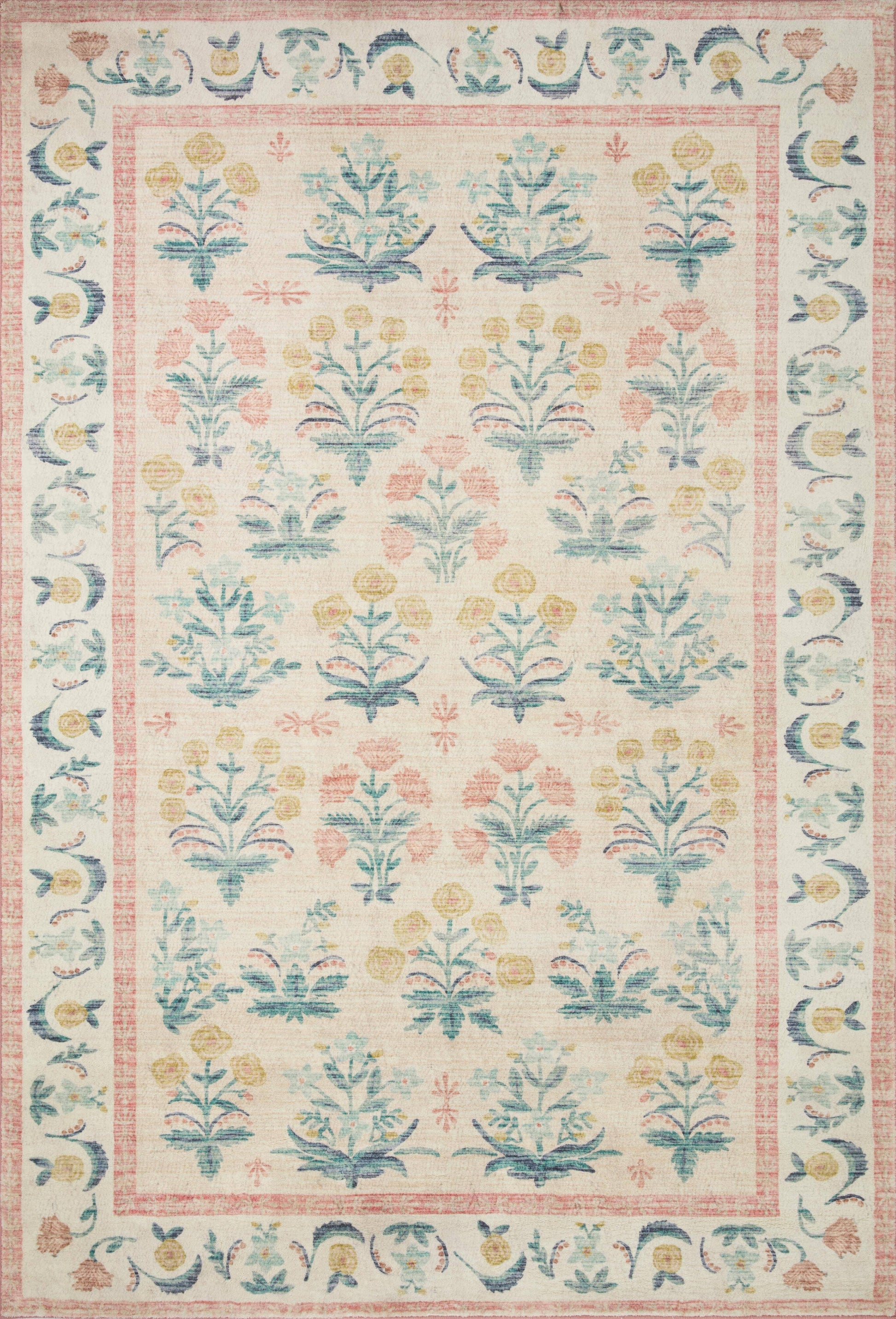 Rifle Paper Co. x Loloi 5'0" x 7'6" Blush Eden feat. CloudPile Mughal Rose (EDE-01) Area Rug