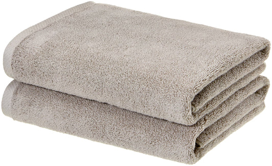 Amazon Basics - 2 Piece Quick-Dry Oversize Bath Towel, 100% Cotton, Platinum, 54" x 30"