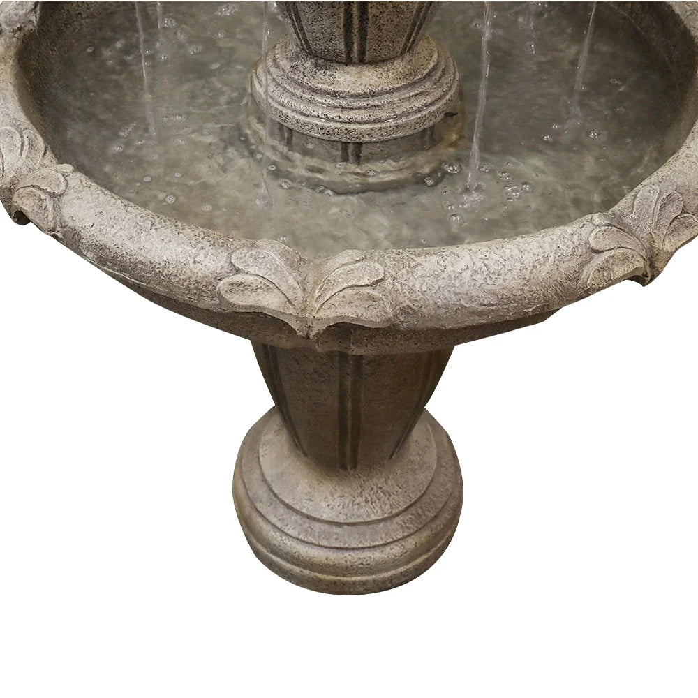 Indoor/Outdoor 3 - Tiers Concrete Floor Water Fountain with Electric Pump for Patio Lawn Home Decor