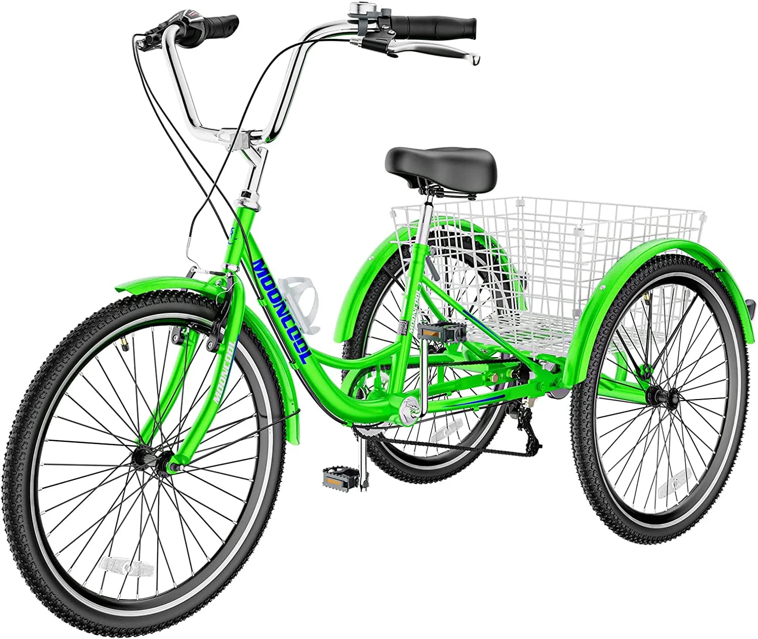 MOONCOOL Adult Tricycles with Rear Basket & Inflator, 24 26 in 7 Speed 3 Wheel Bikes, Three - Wheeled Bicycles Adult Trike with Backrest for Seniors, Women, Men