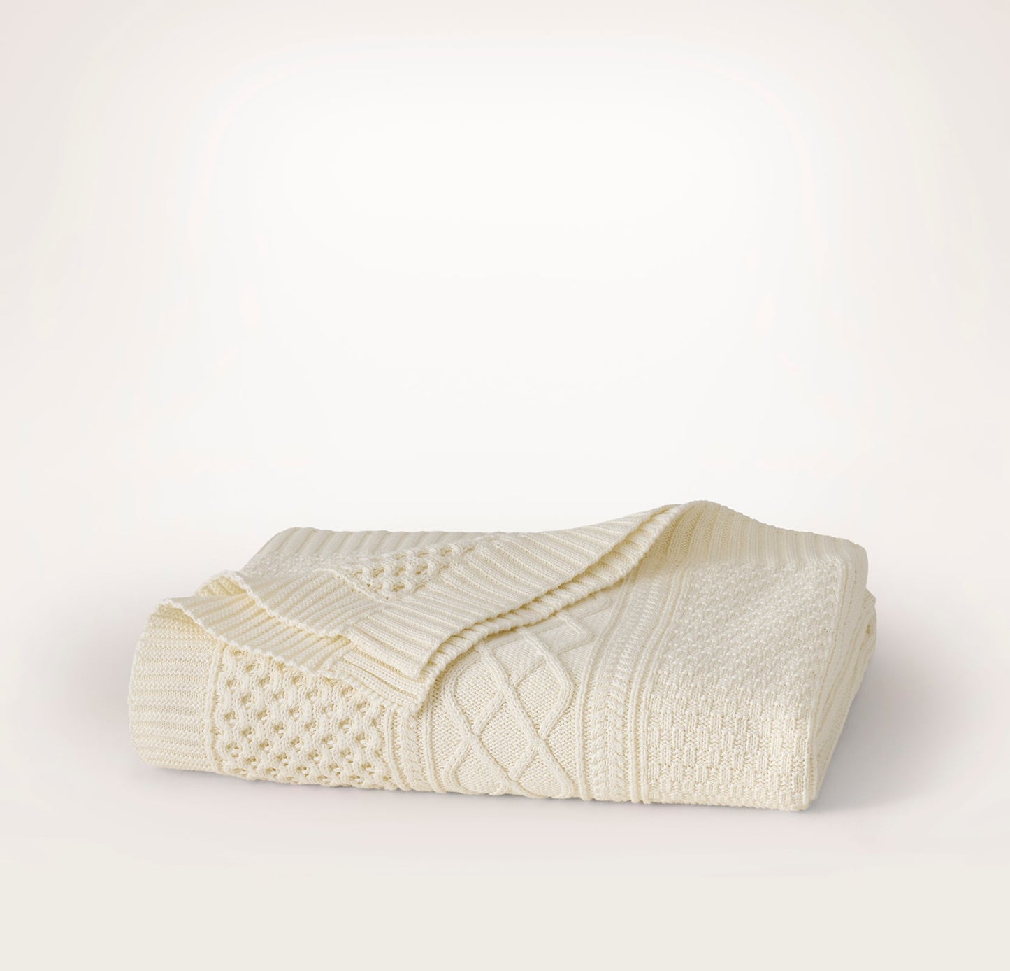 Aran Knit Throw Blanket - Cream