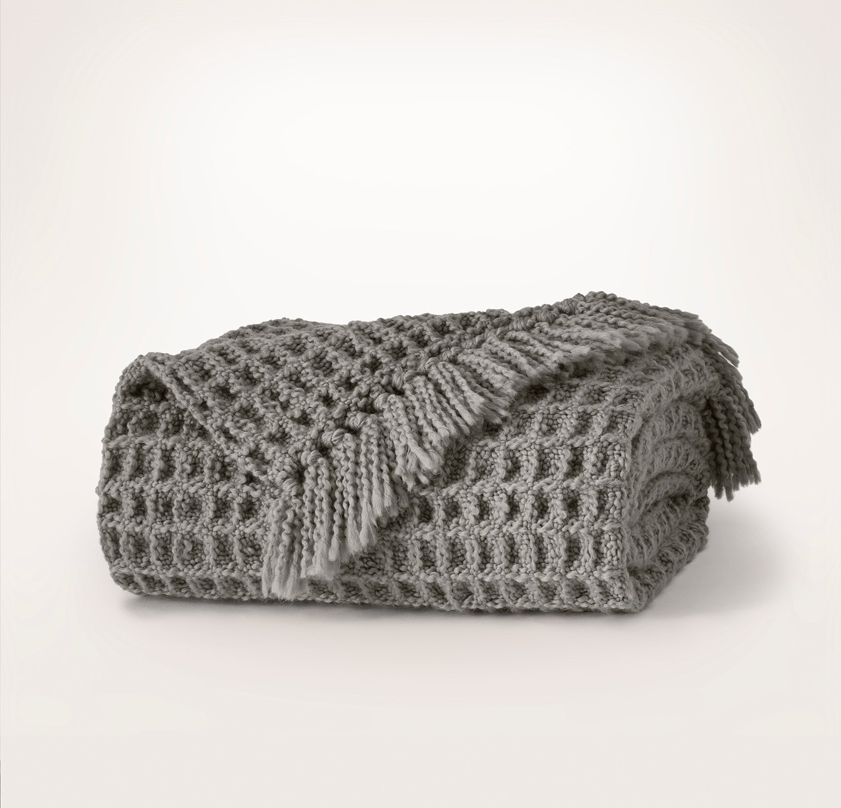 Grand Waffle Merino Wool Throw Blanket - Stone