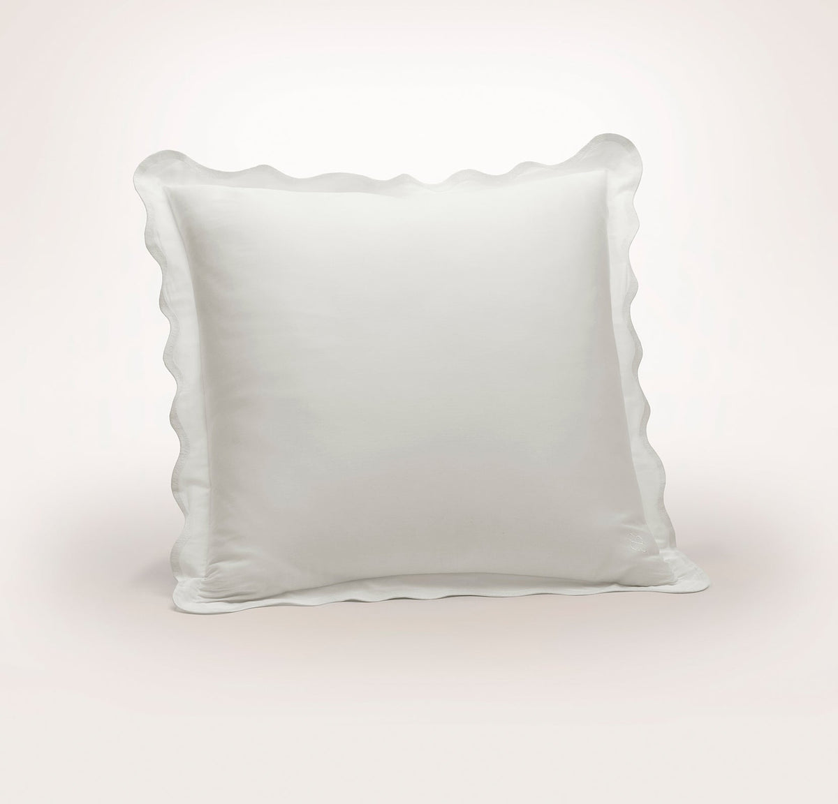 Signature Embellished Sham - White/White Curved Edge - Euro